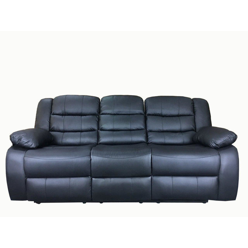 Roma 3+2 seater Leather Recliner Sofa- Black