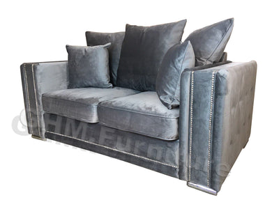 Milan 2 Seat Sofa Scatter Back Cushions Plush - Grey