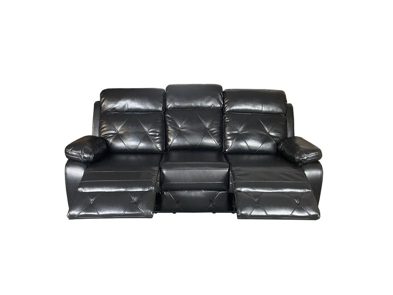 TOBI 3+2 RECLINER AIR LEATHER SOFA - BLACK