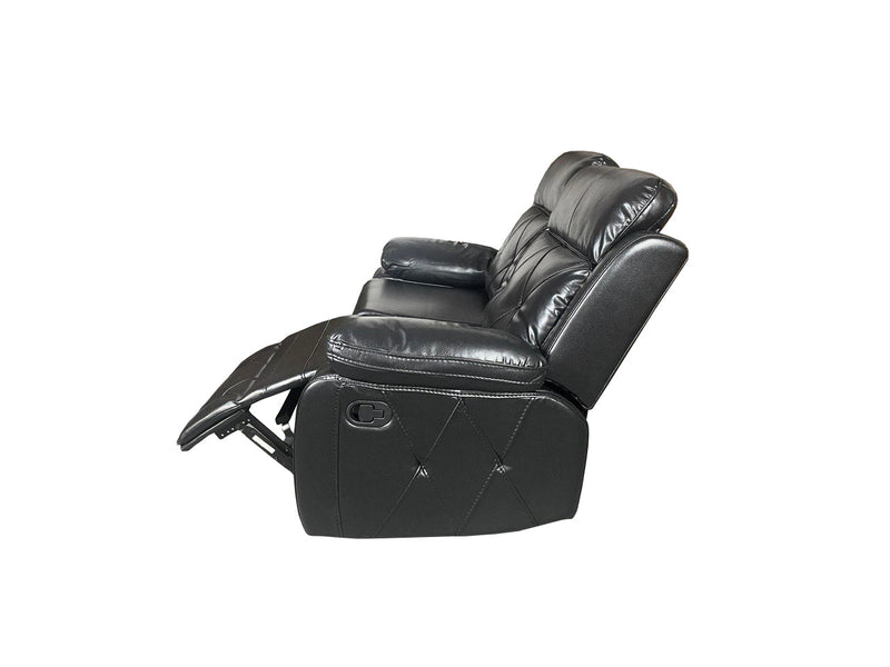 TOBI 3+2 RECLINER AIR LEATHER SOFA - BLACK