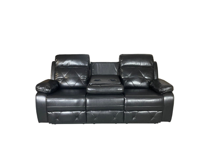 TOBI 3+2 RECLINER AIR LEATHER SOFA - BLACK