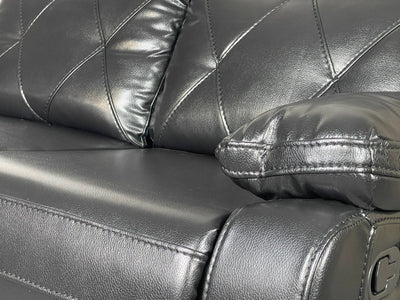 TOBI 3+2 RECLINER AIR LEATHER SOFA - BLACK