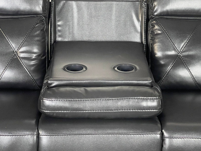 TOBI 3+2 RECLINER AIR LEATHER SOFA - BLACK