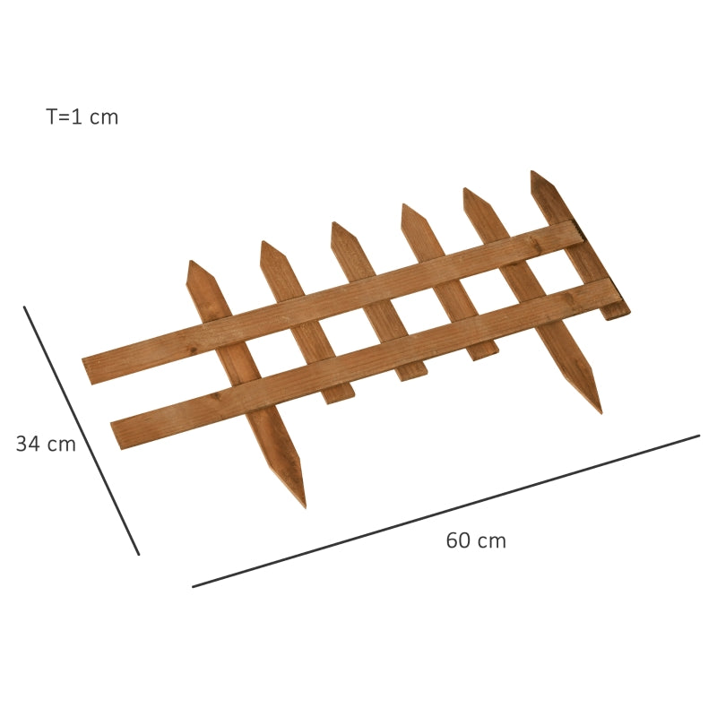 Pack Of 12 Wooden Border Fences, Brown