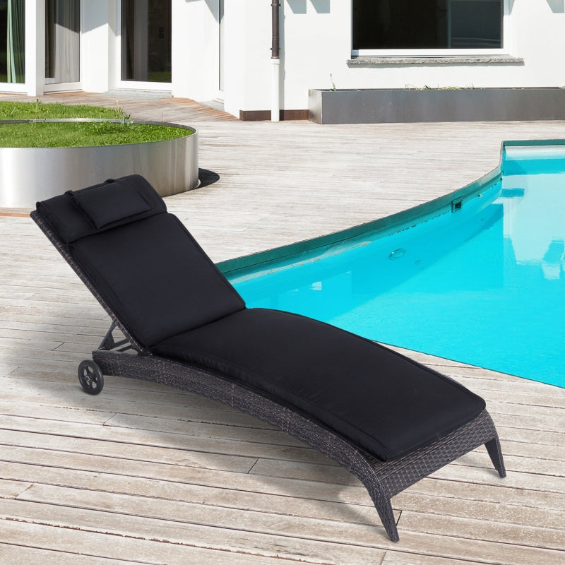 Garden Lounger Cushion Replacement- Black