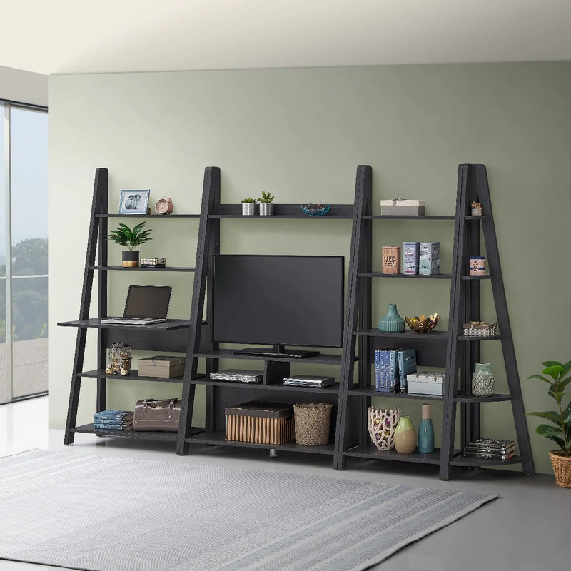 Riva Ladder Corner Bookcase in Black