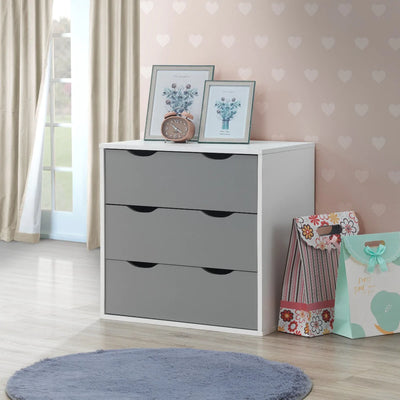 Alton 3 Drawer Chest of Drawers in Grey and White