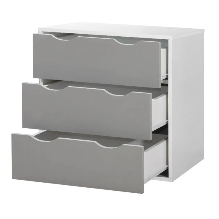 Alton 3 Drawer Chest of Drawers in Grey and White