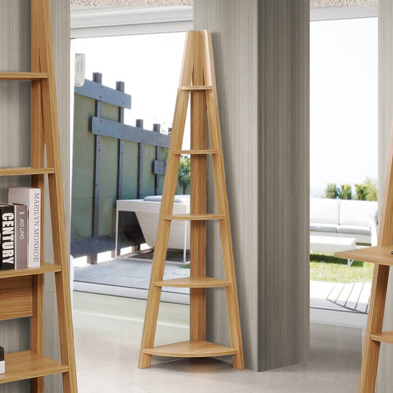 Riva Ladder Corner Bookcase in Oak