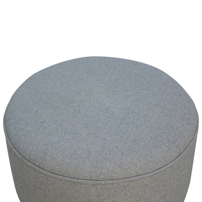 Round Grey Tweed Footstool