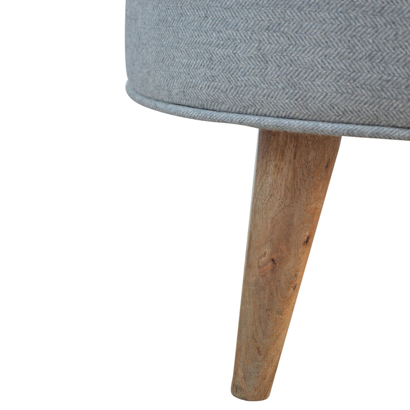 Round Grey Tweed Footstool