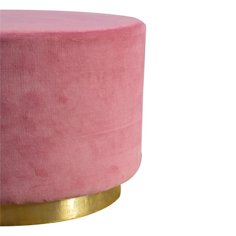 Dusty Pink Velvet Footstool with Gold Base