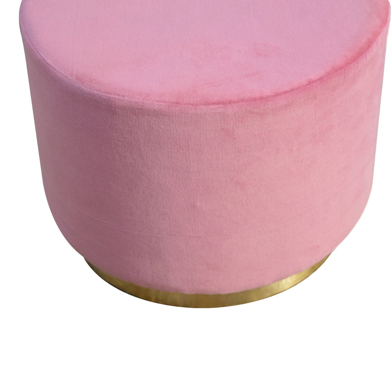 Dusty Pink Velvet Footstool with Gold Base