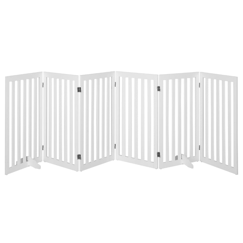 60cm 5 Panels Expandable Pet Gate with 2 Support Feet and 360° Rotatable Hinges-White