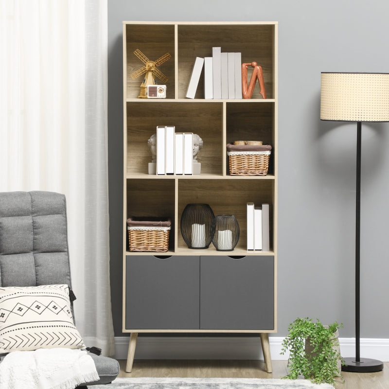 Modern Bookcase With Bottom Cabinet And 6 Open Shelves