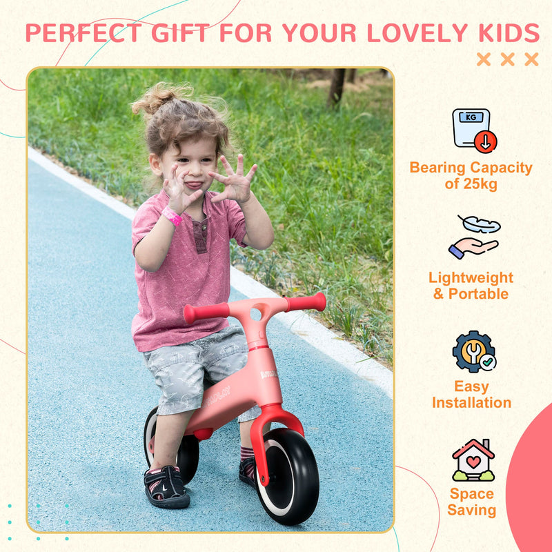 AIYAPLAY Balance Bike with Adjustable Seat for 1.5 - 3 Years Old - Pink