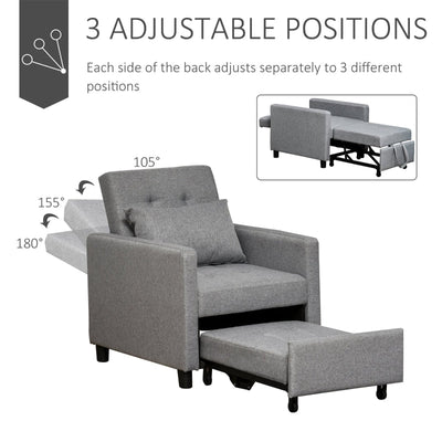 Modern 2-In-1 Single Sofa Bed, Grey