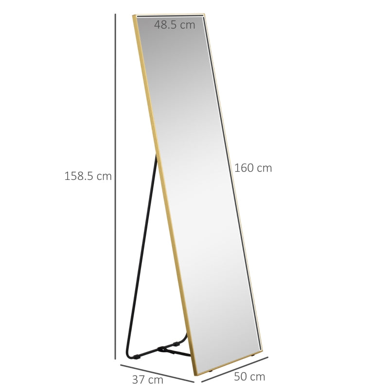 Full Length Mirror Wall-Mounted, Living Gold Frame