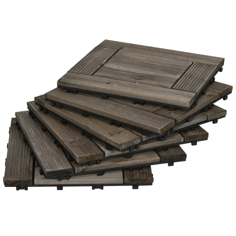 27 Pcs Wooden Interlocking Decking Tiles