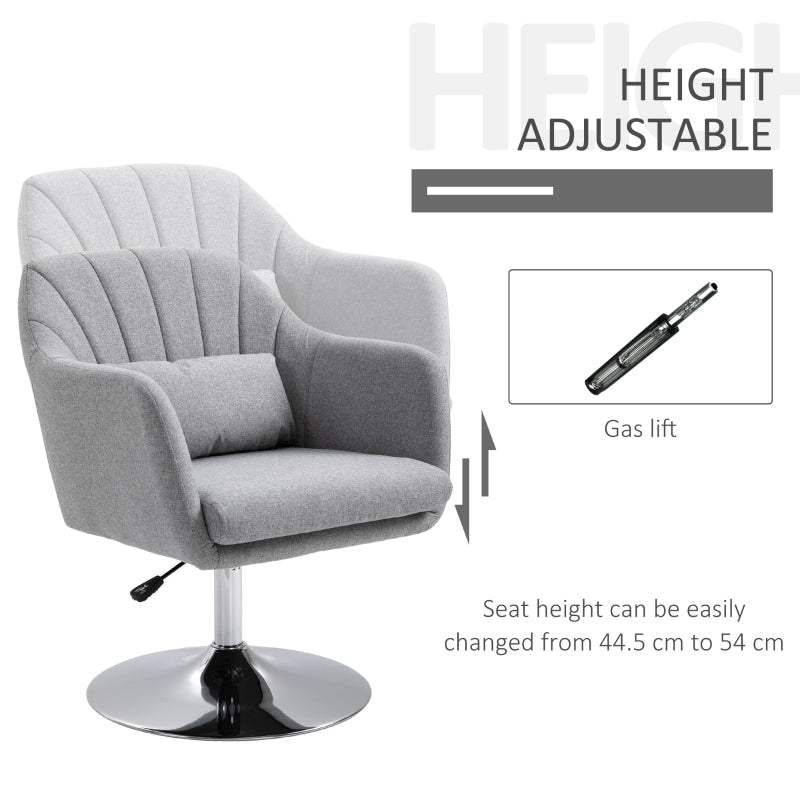 Swivel Base Accent Chair, With Pillow - Light Grey