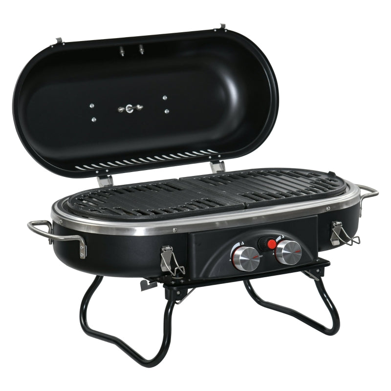 Foldable Gas BBQ Grill 2 Burner Table Top Barbecue