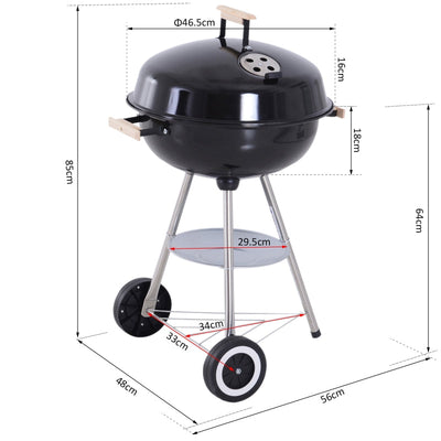 Portable Round Kettle Charcoal Grill BBQ Smoker