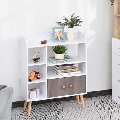 Multi-Shelf Modern Bookcase Freestanding Storage  White