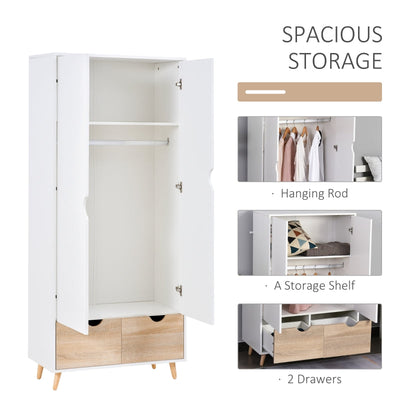 2-Door Clothes Wardrobe  White