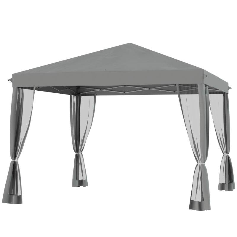 Garden Tent With Removable Mesh Sidewall Netting- Light Grey