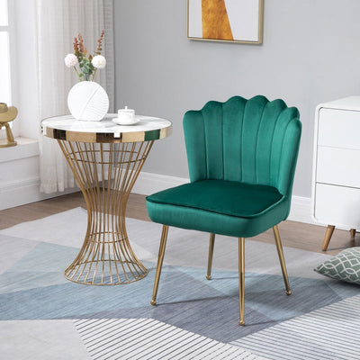 Velvet-Feel Shell Luxe Accent Chair, Green