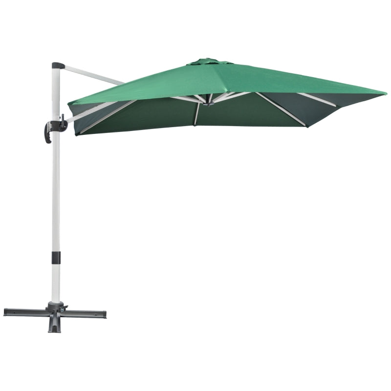 Square Garden Umbrella With Cross Base- Green