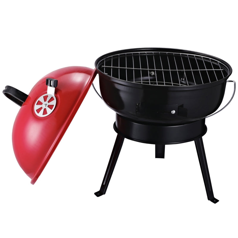 Outsunny Metal Portable Tripod Charcoal BBQ Grill Black Red