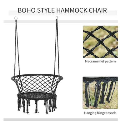 Hammock Chair Cotton Rope Porch With Cushion For Indoor Outdoor Using