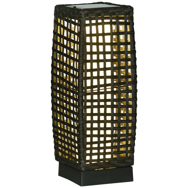 Outdoor Rattan Solar Lantern, Grey