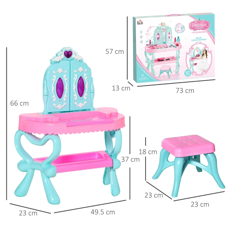 2 In 1 Kids Vanity Dressing Table Play Set , Pink