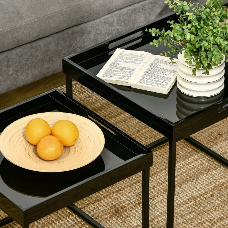 High Gloss Coffee Table Set 2, Black