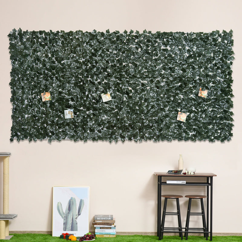 Outsunny Artificial Leaf Screen Panel, 3x1.5 m-Dark Green