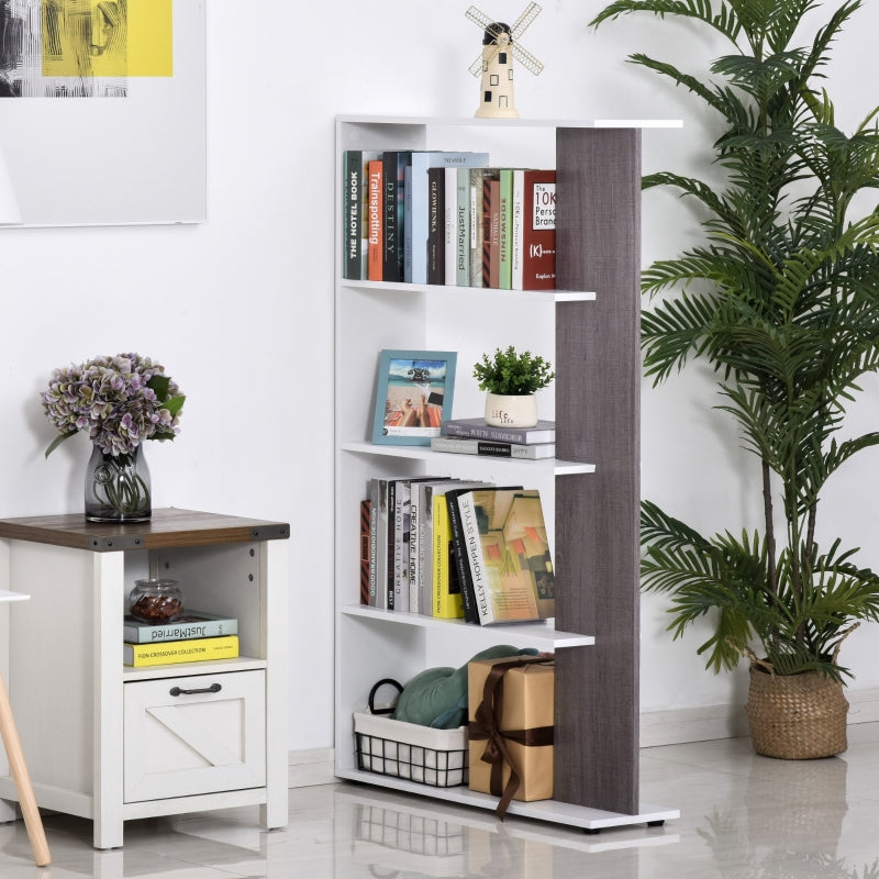 Particle Board 4-Tier Multifunction Bookshelf Grey/White