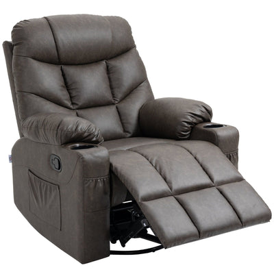 Faux Leather Reclining Armchair - Brown