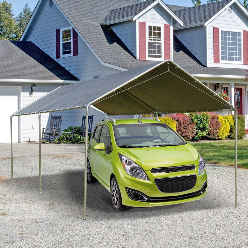 Outsunny 3 x 6m Heavy Duty Carport Garage Car Shelter Galvanized Steel Outdoor Open Canopy Tent Water UV Resistant Waterproof, Grey