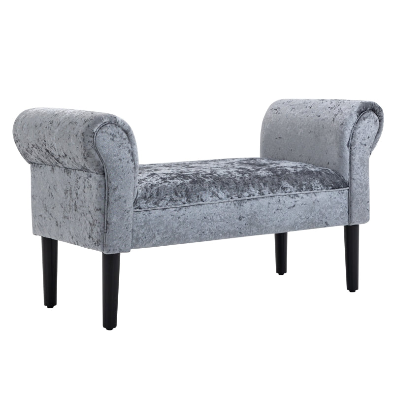 Crushed Velvet-Look Ottoman Seat, With Rolled Ends