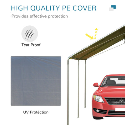 Outsunny 3 x 6m Heavy Duty Carport Garage Car Shelter Galvanized Steel Outdoor Open Canopy Tent Water UV Resistant Waterproof, Grey