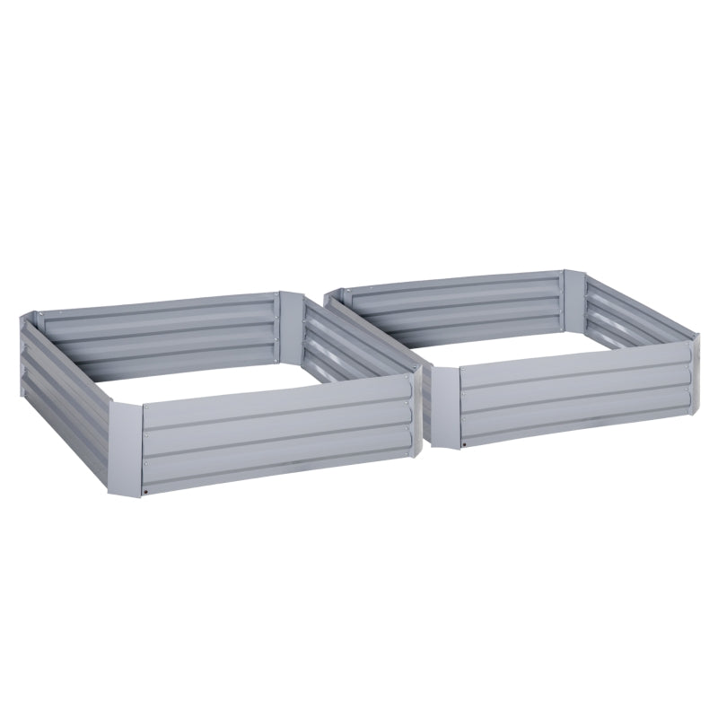 Set Of 2 Raised Garden Bed Galvanized Steel Planter Boxes