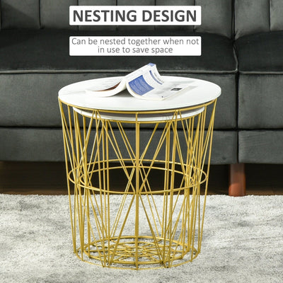 Set Of 2 Nesting Side Tables , White