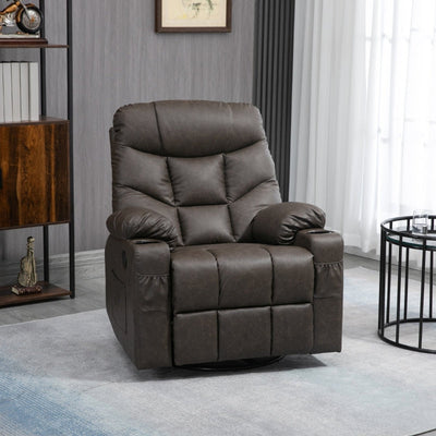 Faux Leather Reclining Armchair - Brown