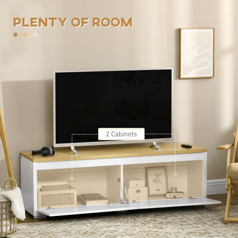 HOMCOM TV Stand, 140cm Modern TV Unit with 2 Cupboards for TVs up to 65 Inches, Wood Entertainment Unit for Living Room, White