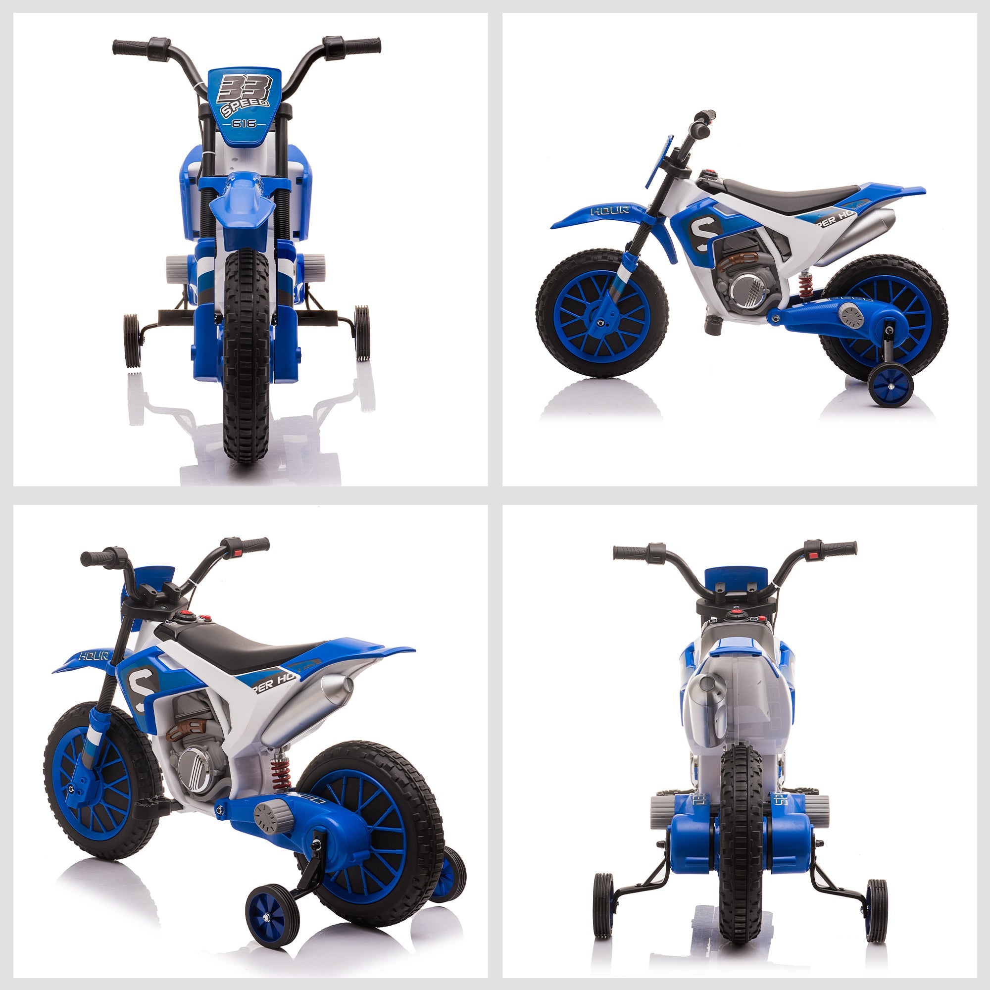 Motorbike with best sale training wheels