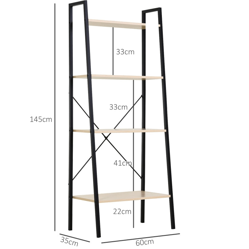 Four-Tier Metal Frame Minimal Shelving Unit - Black