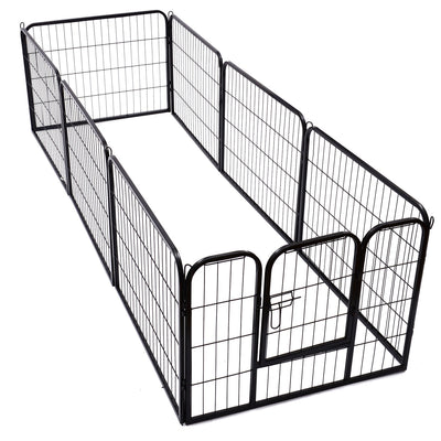 PawHut Heavy Duty Dog Pet Puppy Metal Playpen Play Pen Rabbit Pig Hutch Run Enclosure Foldable Black 80 x 60 cm (Small)