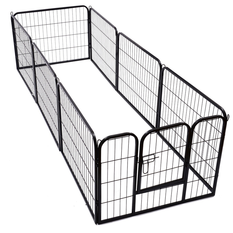 PawHut Heavy Duty Dog Pet Puppy Metal Playpen Play Pen Rabbit Pig Hutch Run Enclosure Foldable Black 80 x 60 cm (Small)